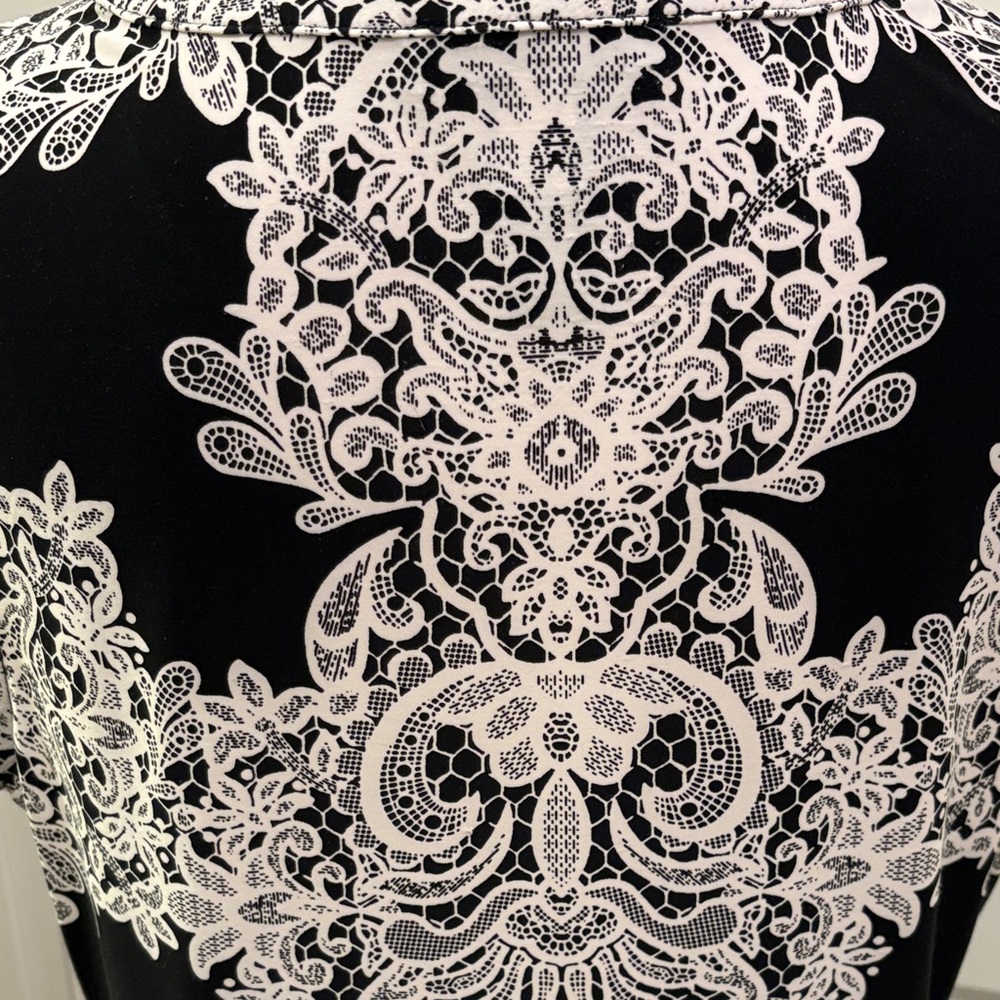 INC International Concepts Black and White Paisley Sleeveless Blouse Large - Picture 7 of 15